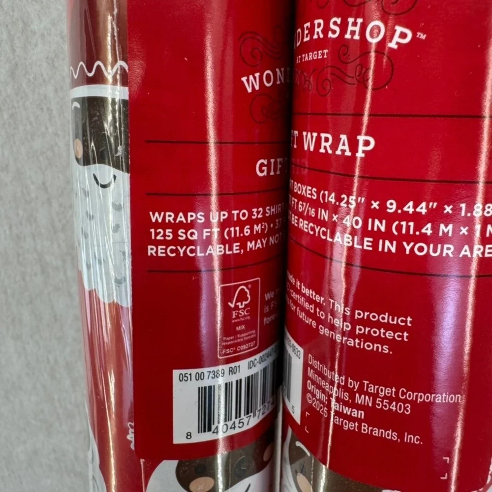 Wonder Shop Target Gift Wrap 2 Rolls Santa 1 Festive Christmas Holiday